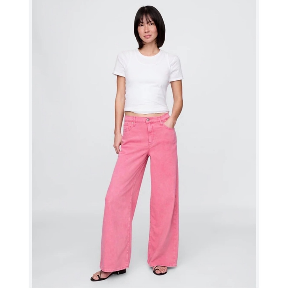 GAP Pink Wide Leg Flare Jeans
